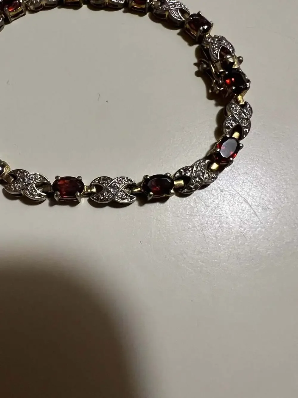 Sterling Silver Garnet Tennis Bracelet